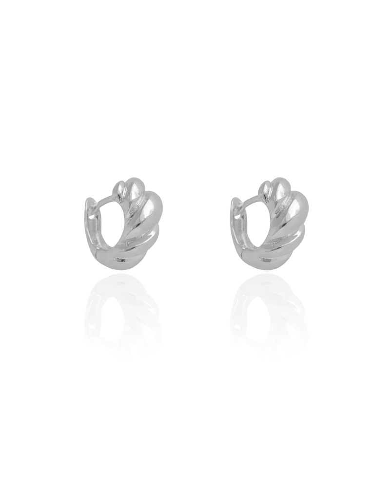 Brinco Argola Click Croissant 1.6 cm Ródio Branco