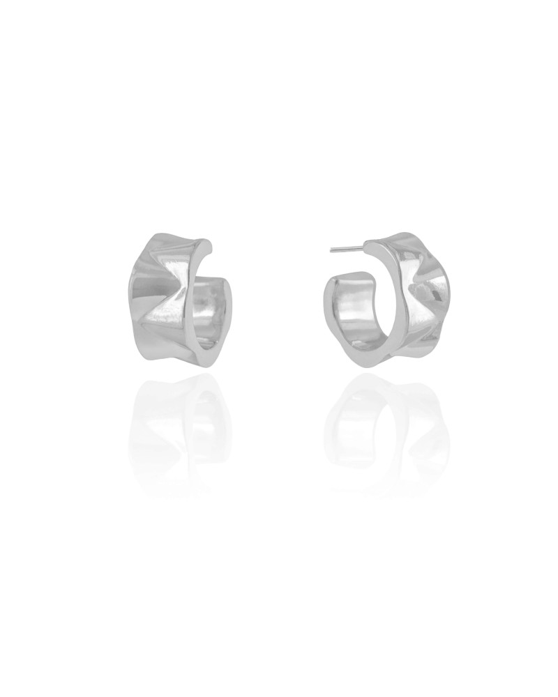 Brinco Argola Martelada 1.6 cm Ródio Branco