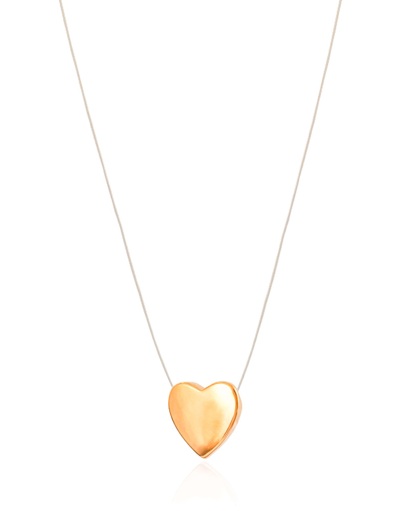 Gargantilha Nylon Coração Liso 1.5 cm Banhado a Ouro 18K - 40 cm