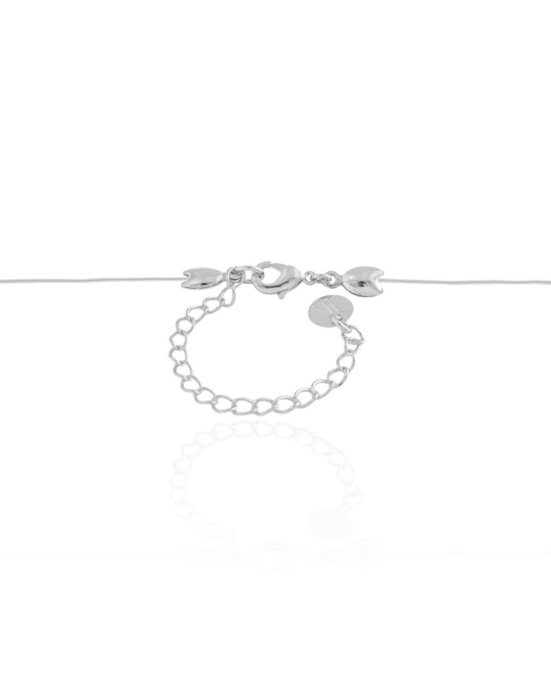 Gargantilha Nylon Coração Liso 1.5 cm Ródio Branco - 40 cm