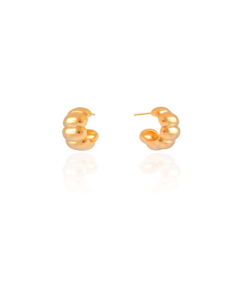 Brinco Argola Gomos Lisos 1.4 cm Banhado a Ouro 18K