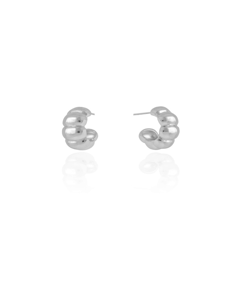 Brinco Argola Gomos Lisos 1.4 cm Ródio Branco