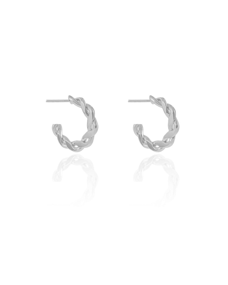 Brinco Argola Torcida 1.7 cm Ródio Branco