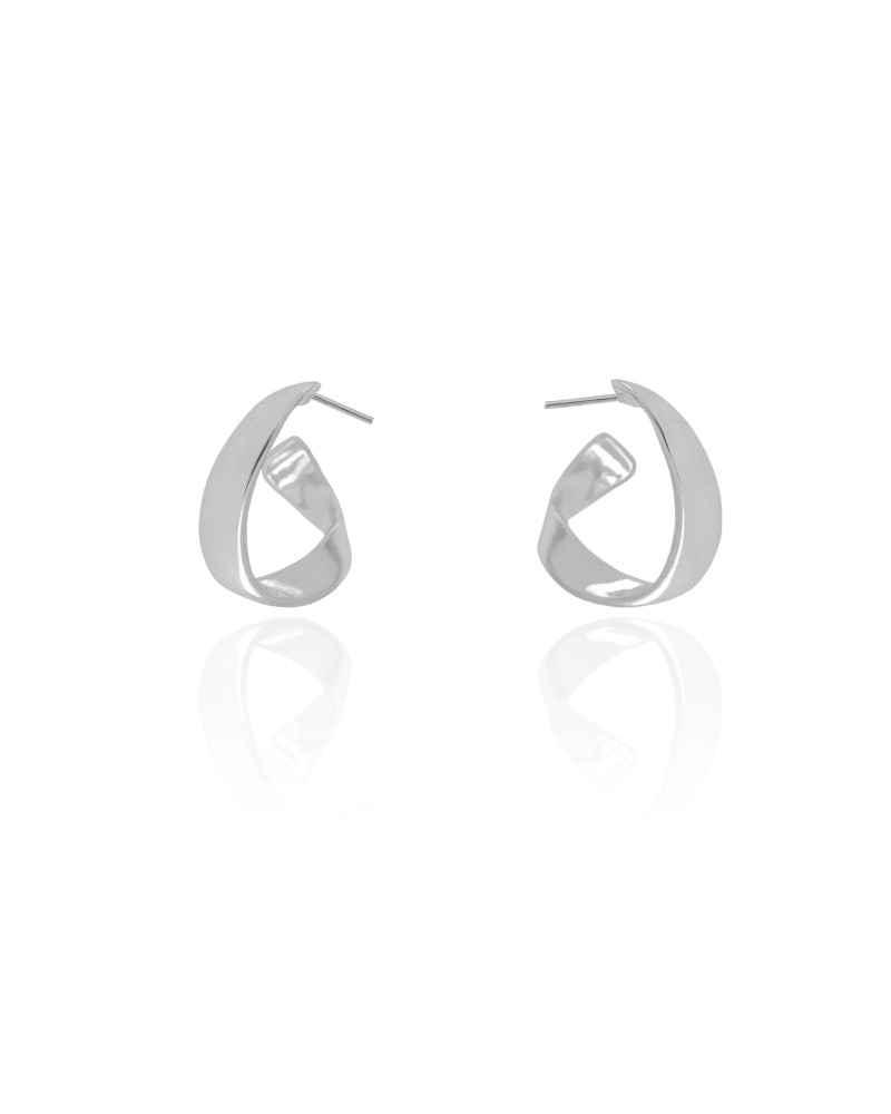 Brinco Argola Torcida Lisa 1.8 cm Ródio Branco