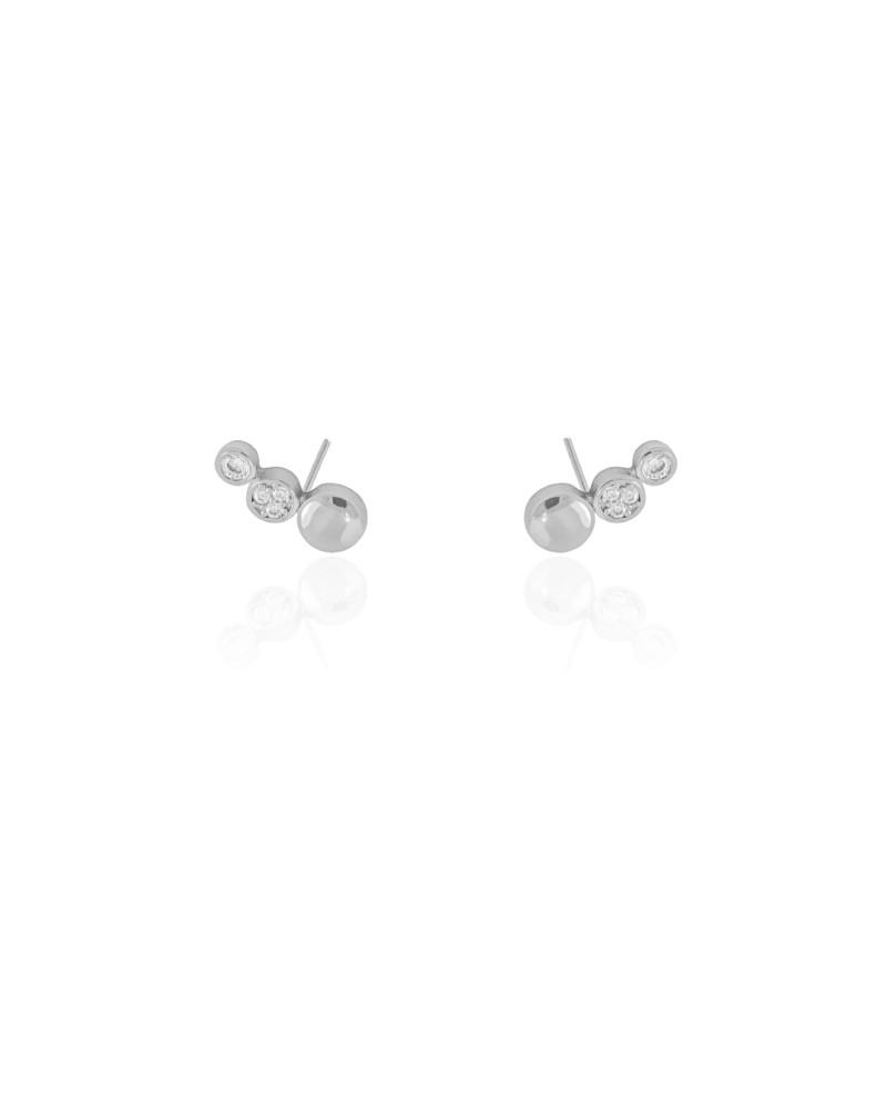 Ear Cuff Redondo Cravejado Cristal Ródio Branco
