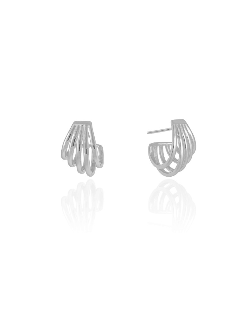 Brinco Argola Filetes 1.6 cm Ródio Branco