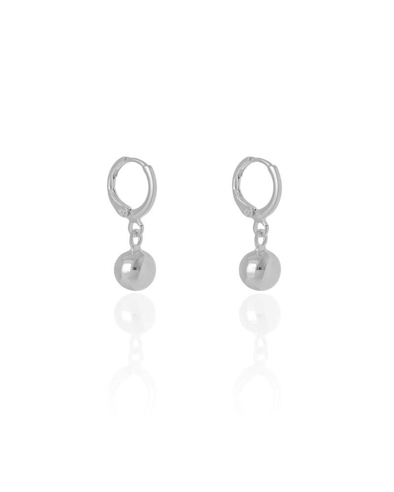 Brinco Argola Click Bola Lisa 2.5 cm Ródio Branco