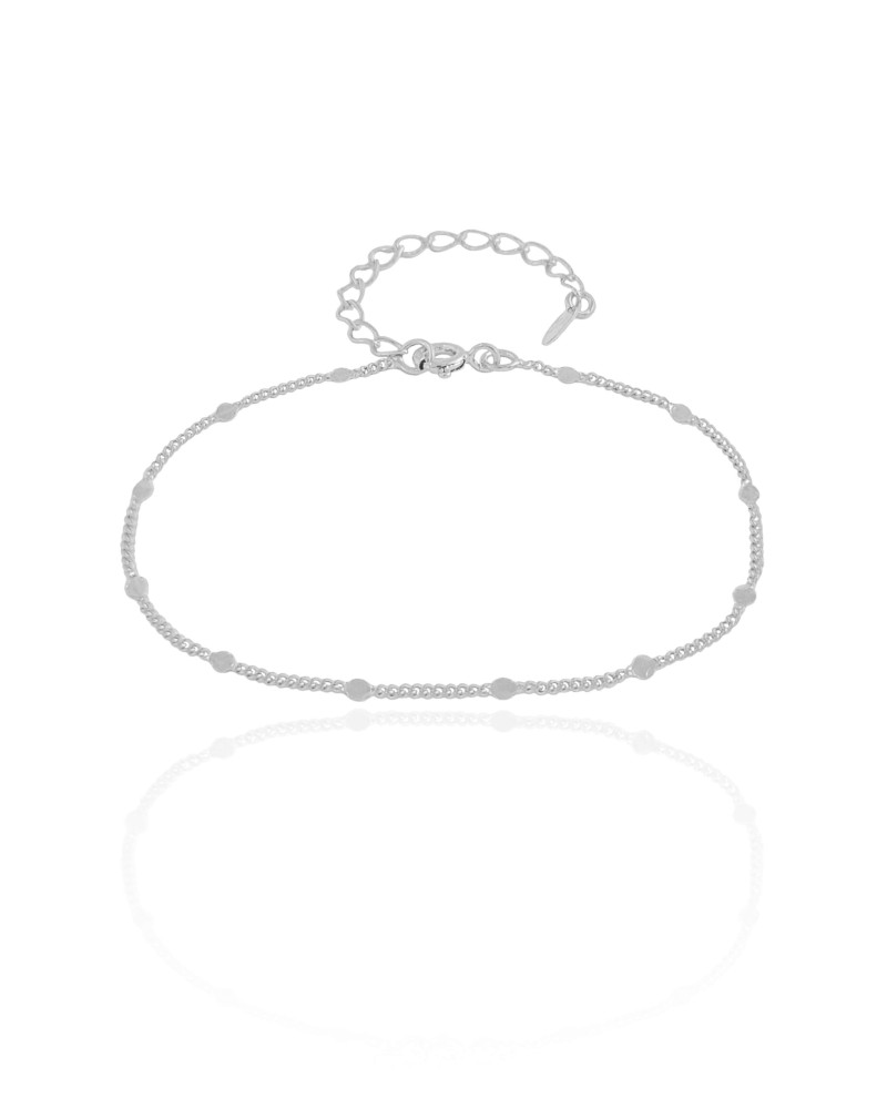 Pulseira Grumet Plaquinhas 2 mm Ródio Branco