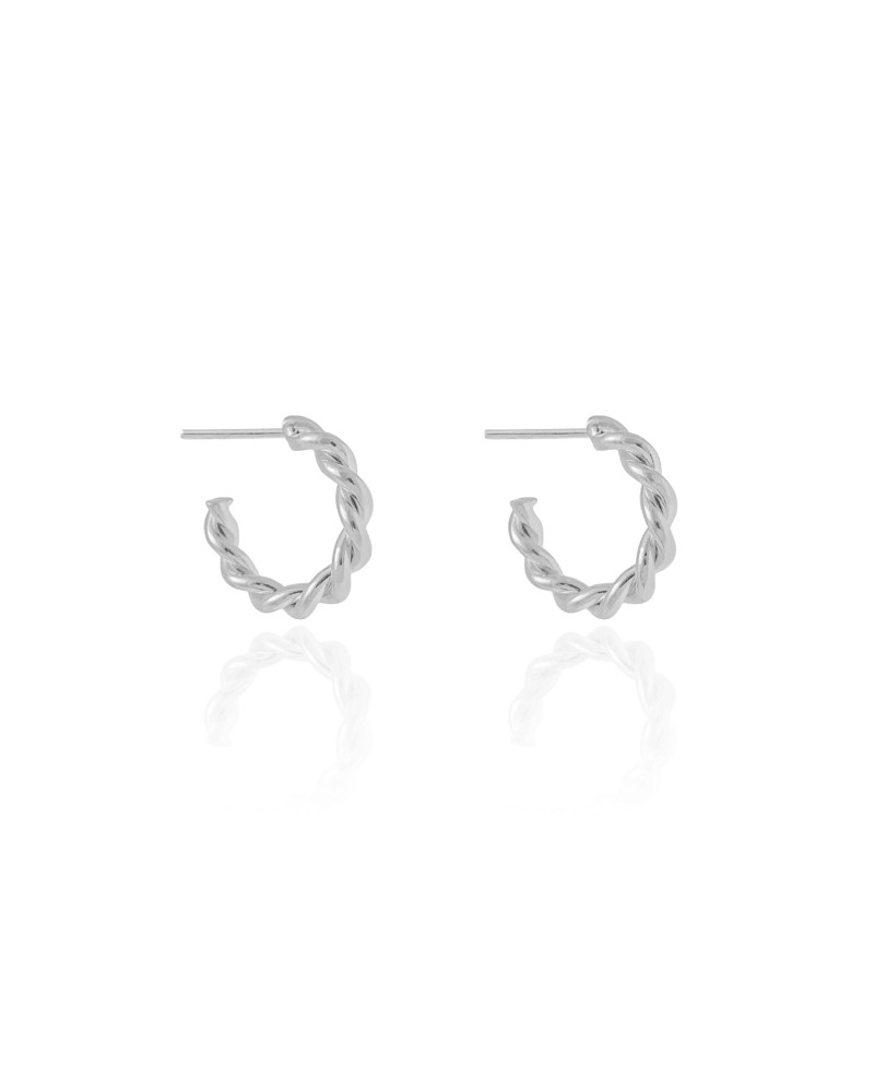 Brinco Argola Torcida 1.6 cm Ródio Branco