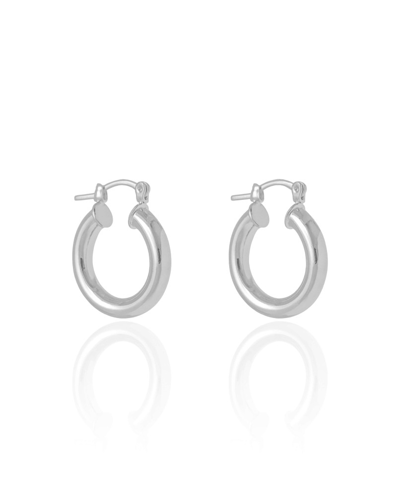 Brinco Argola Tubo Liso Fecho Italiano 2.5 cm Ródio Branco