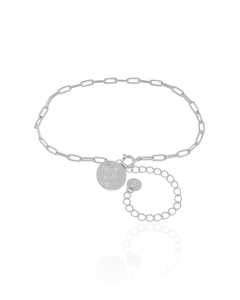 Pulseira Elos Pingente Coração Always With You Ródio Branco