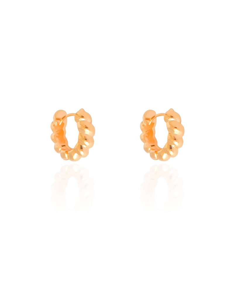 Brinco Argola Click Torcida 1.6 cm Banhado a Ouro 18K