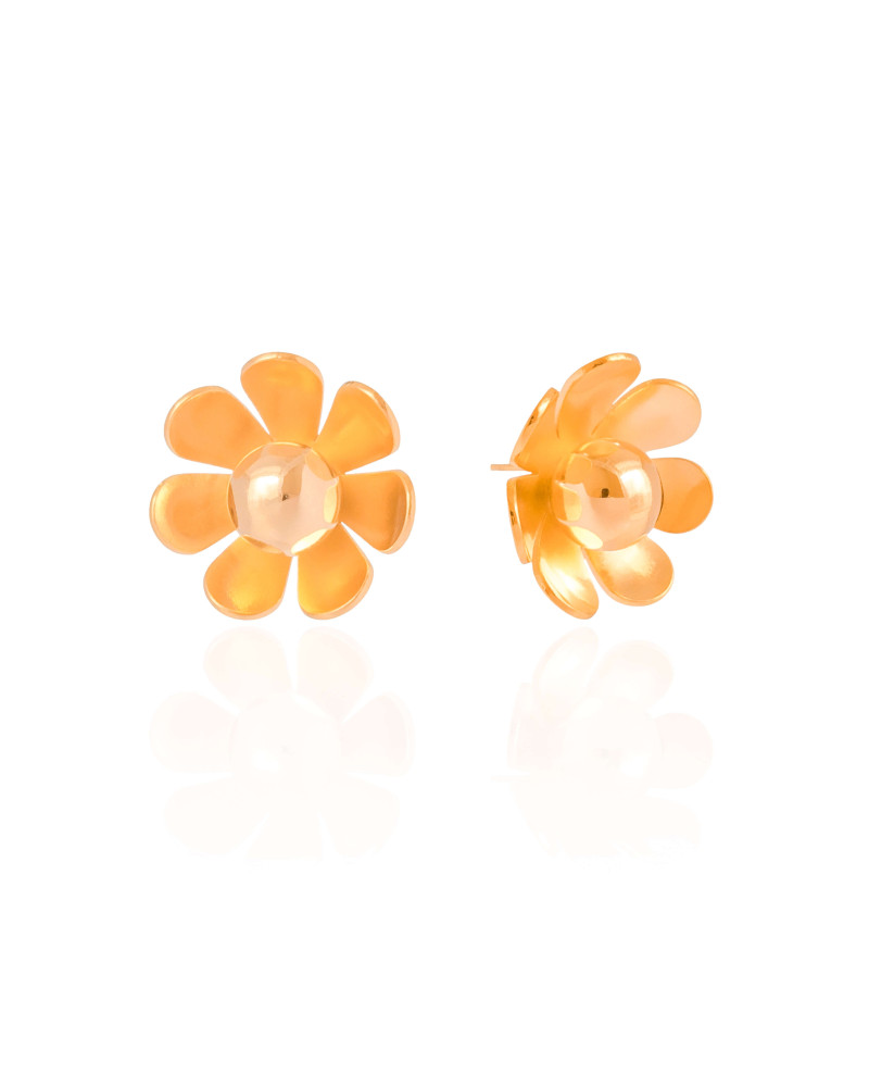 Brinco Flor Lisa 2.3 cm Banhado a Ouro 18K