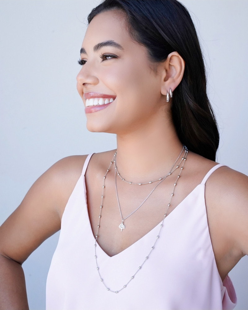 Choker Gomos 3 mm Ródio Branco - 33 cm