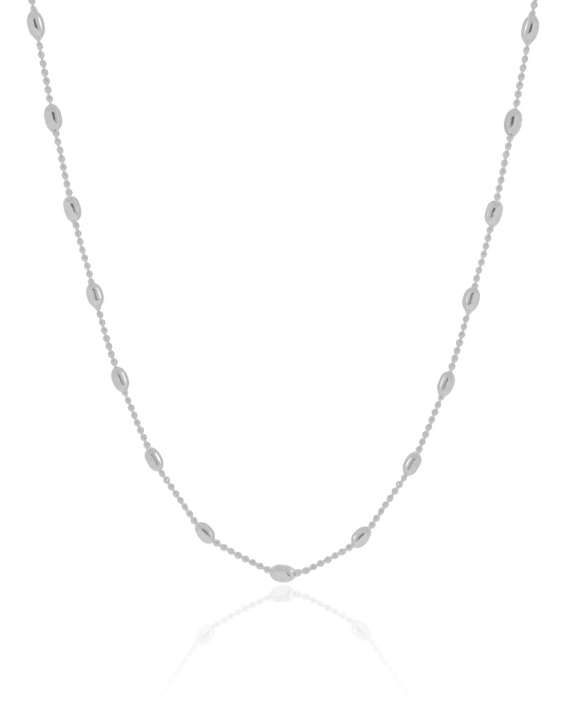 Choker Gomos 3 mm Ródio Branco - 33 cm