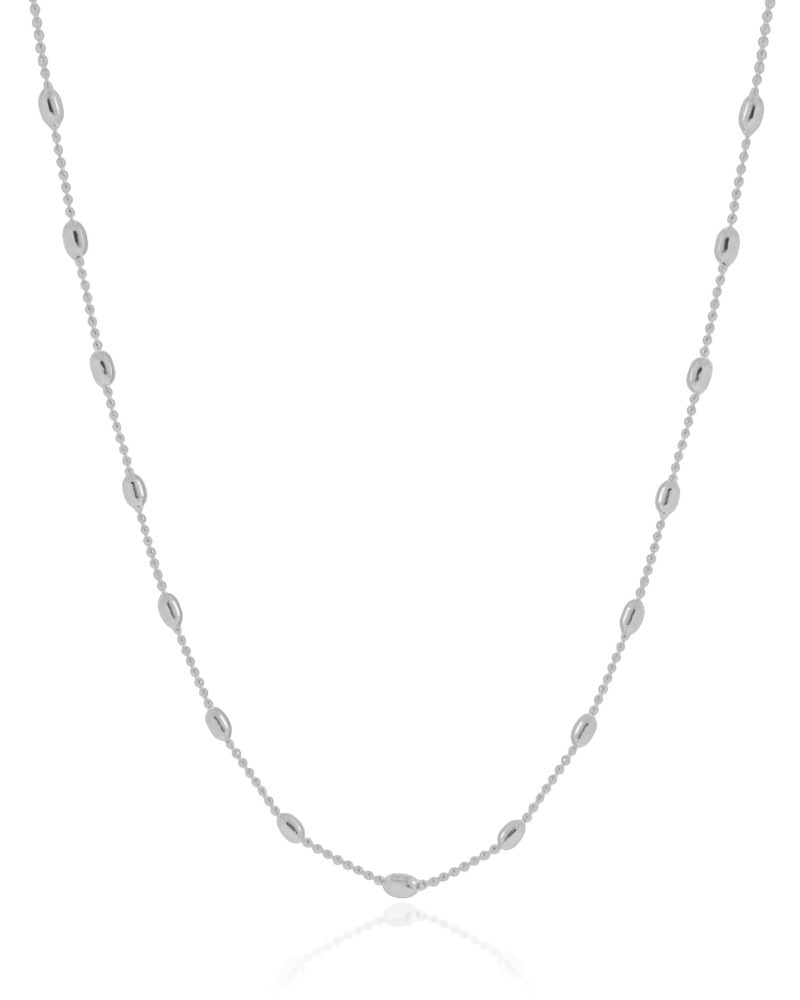 Gargantilha Longa Gomos Ródio Branco - 70 cm