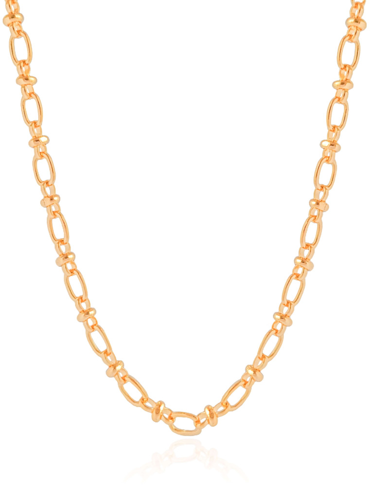 Gargantilha Elos Ovais 6 mm Banhado a Ouro 18K - 55 cm