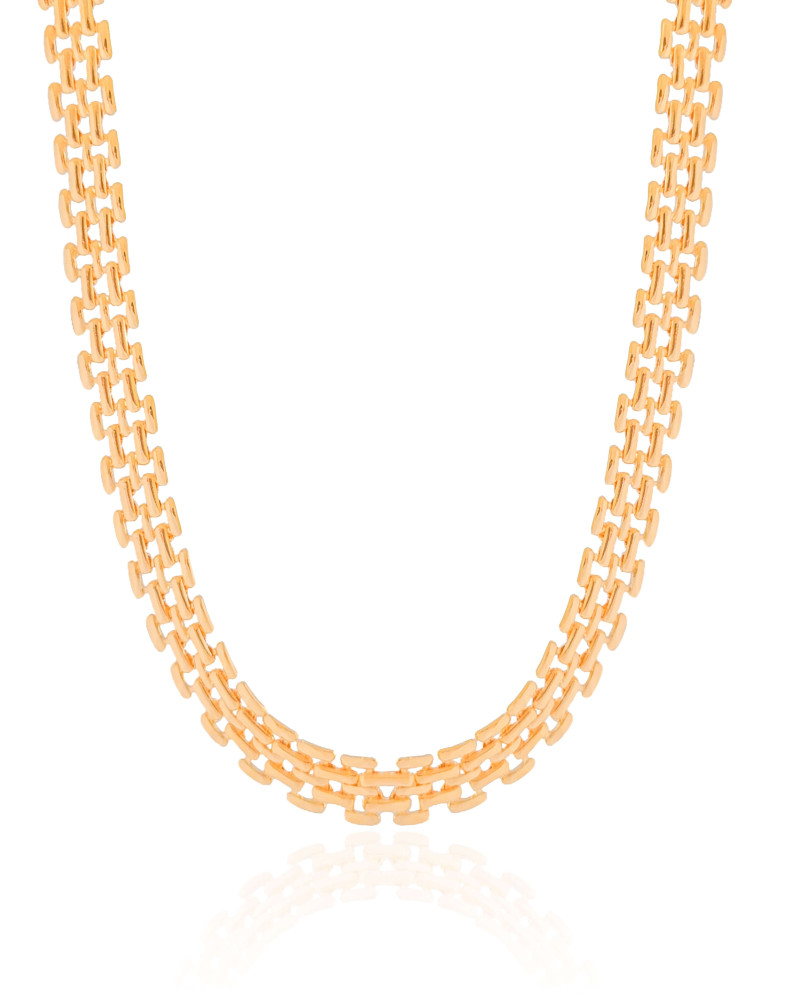 Choker Malha Relógio 8 mm Banhado a Ouro 18K
