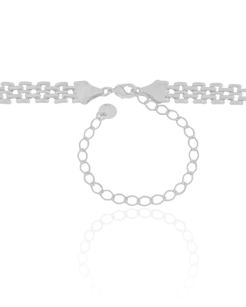 Choker Malha Relógio 8 mm Ródio Branco