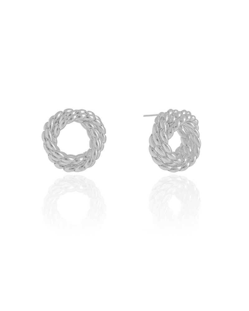 Brinco Torcido Entrelaçado 1.9 cm Ródio Branco