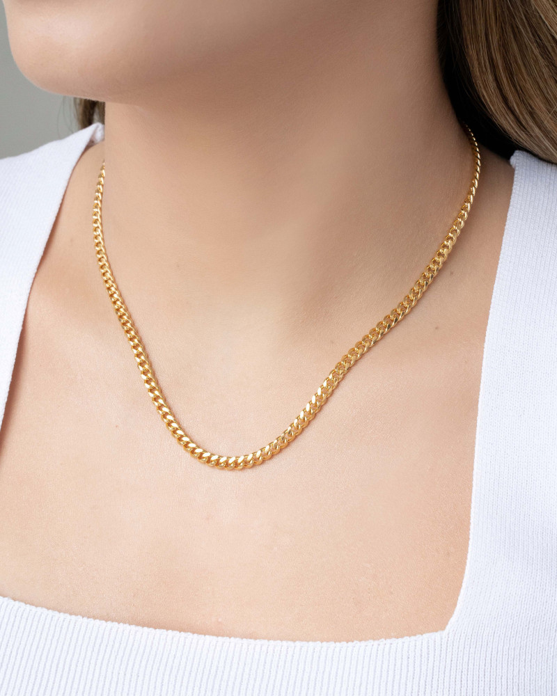 Gargantilha Grumet 4 mm Fecho Mosquetão Banhado a Ouro 18K - 40 cm