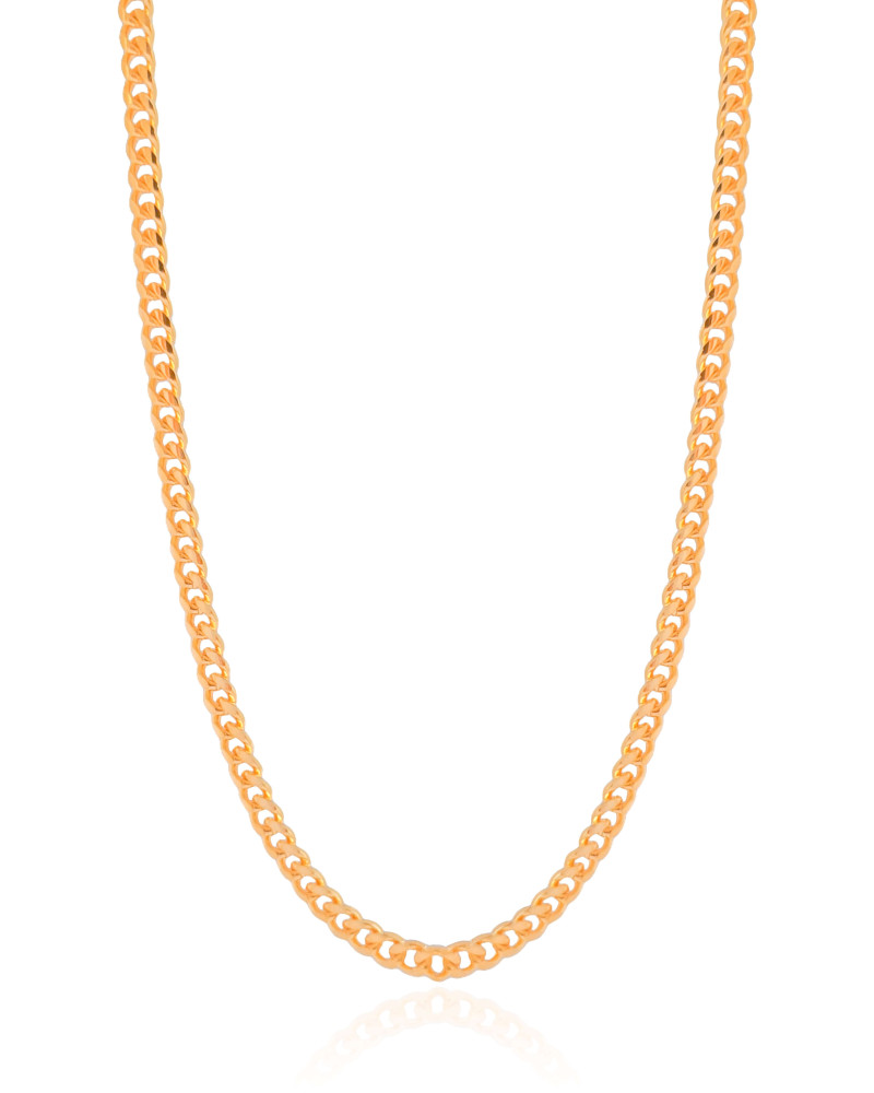 Gargantilha Grumet 4 mm Fecho Mosquetão Banhado a Ouro 18K - 40 cm