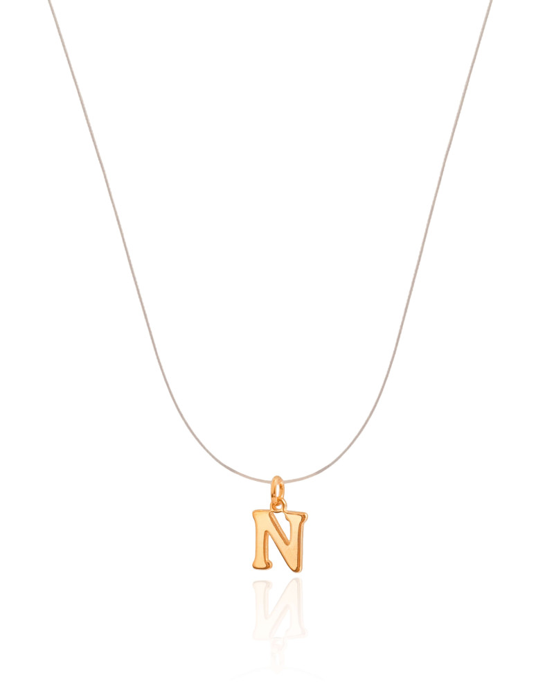 Choker Nylon Letra N Banhado a Ouro 18K