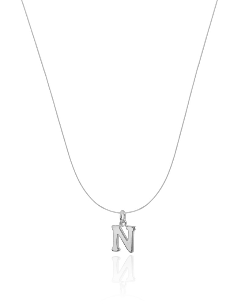 Choker Nylon Letra N Ródio Branco