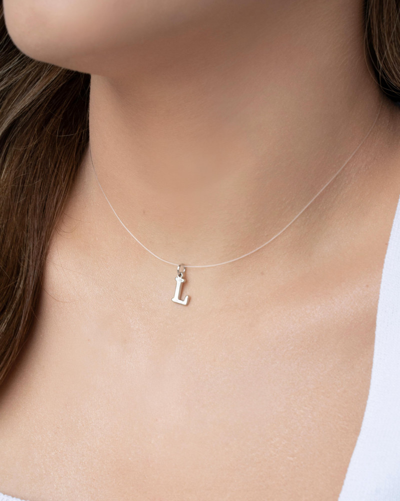 Choker Nylon Letra T Ródio Branco