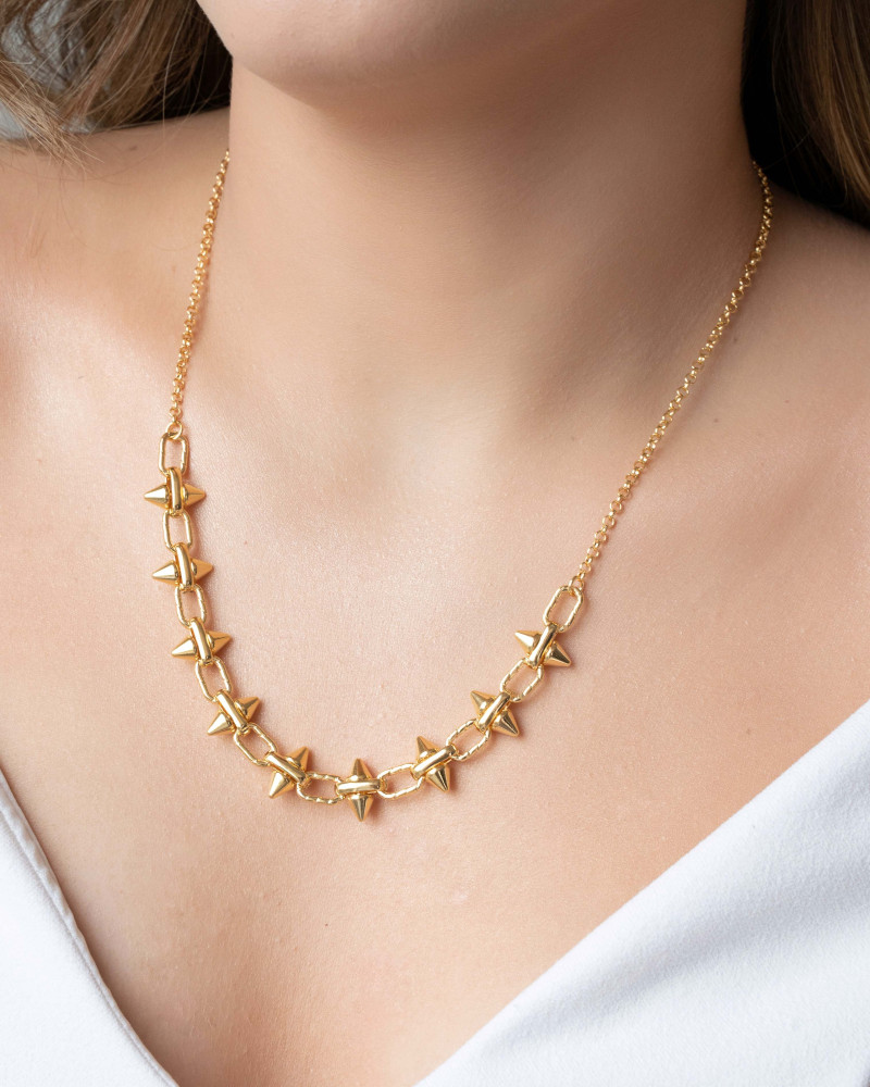 Gargantilha Elos Spike 13 mm Banhado a Ouro 18K - 45 cm