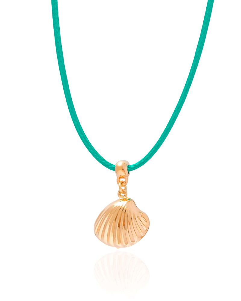 Choker Fio Coreano Verde Água Concha Banhado a Ouro 18K