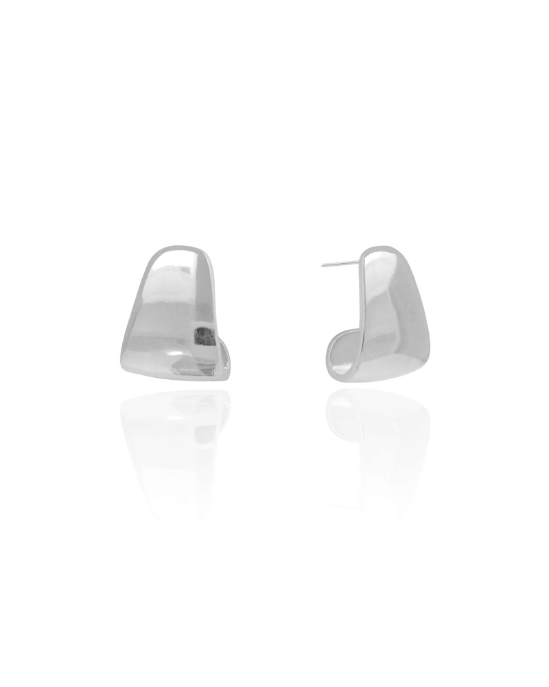 Brinco Argola Achatada Lisa 1.7 cm Ródio Branco