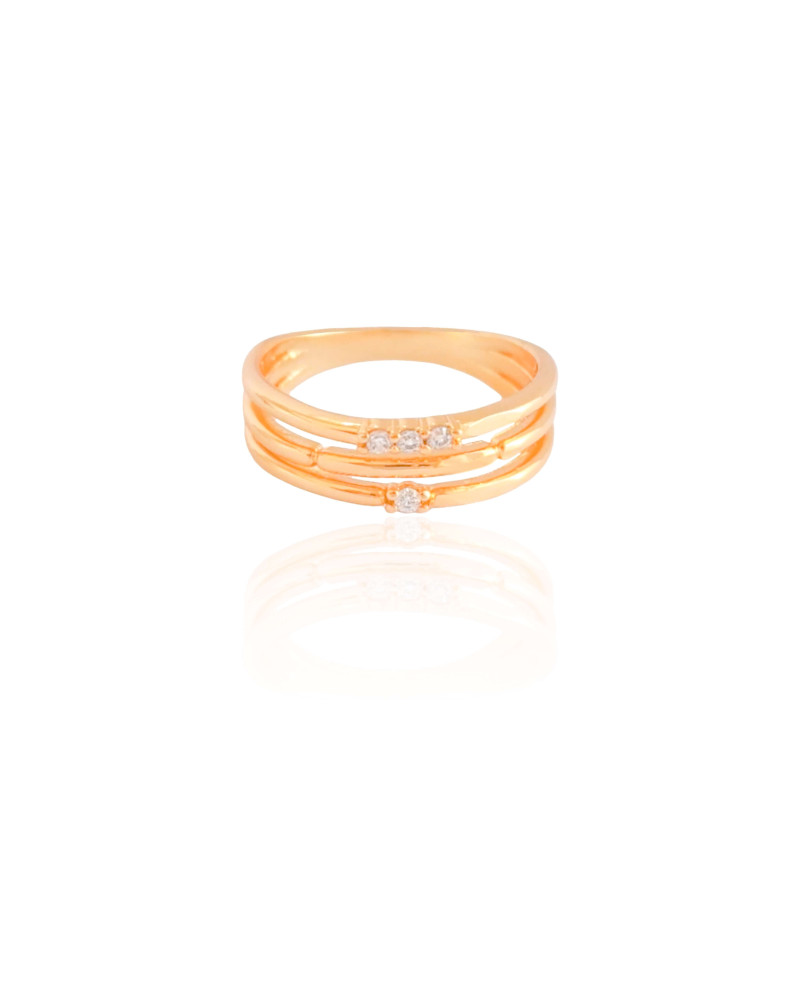 Anel Filetes Cravejado Cristal Tamanho 22 Banhado a Ouro 18K