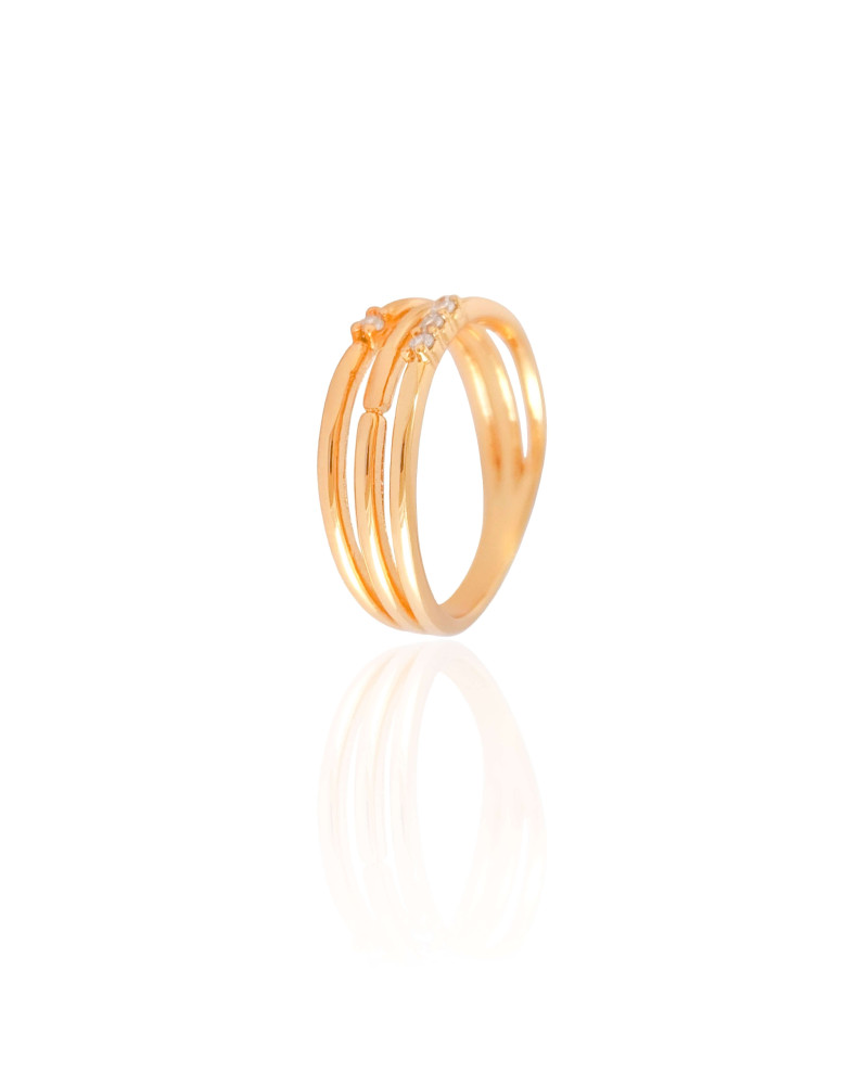 Anel Filetes Cravejado Cristal Tamanho 22 Banhado a Ouro 18K