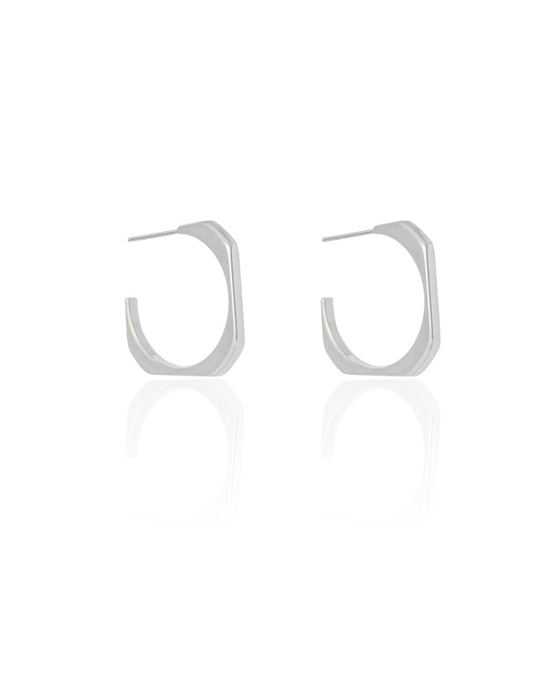 Brinco Argola Quadrada Lisa 2.0 cm Ródio Branco