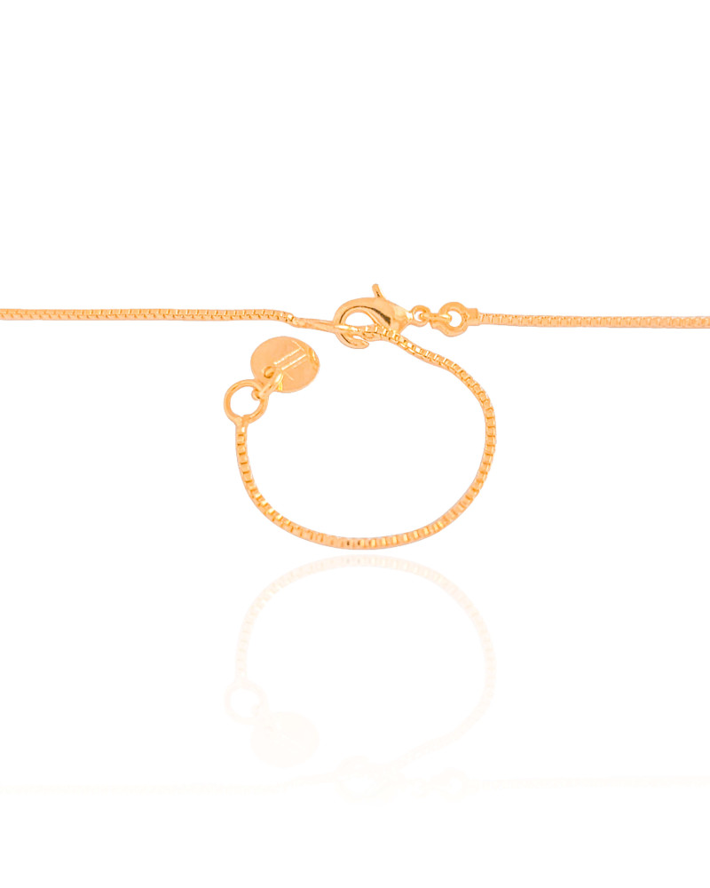 Gargantilha Veneziana Retângulo Vazado Liso Banhado a Ouro 18K - 40 cm