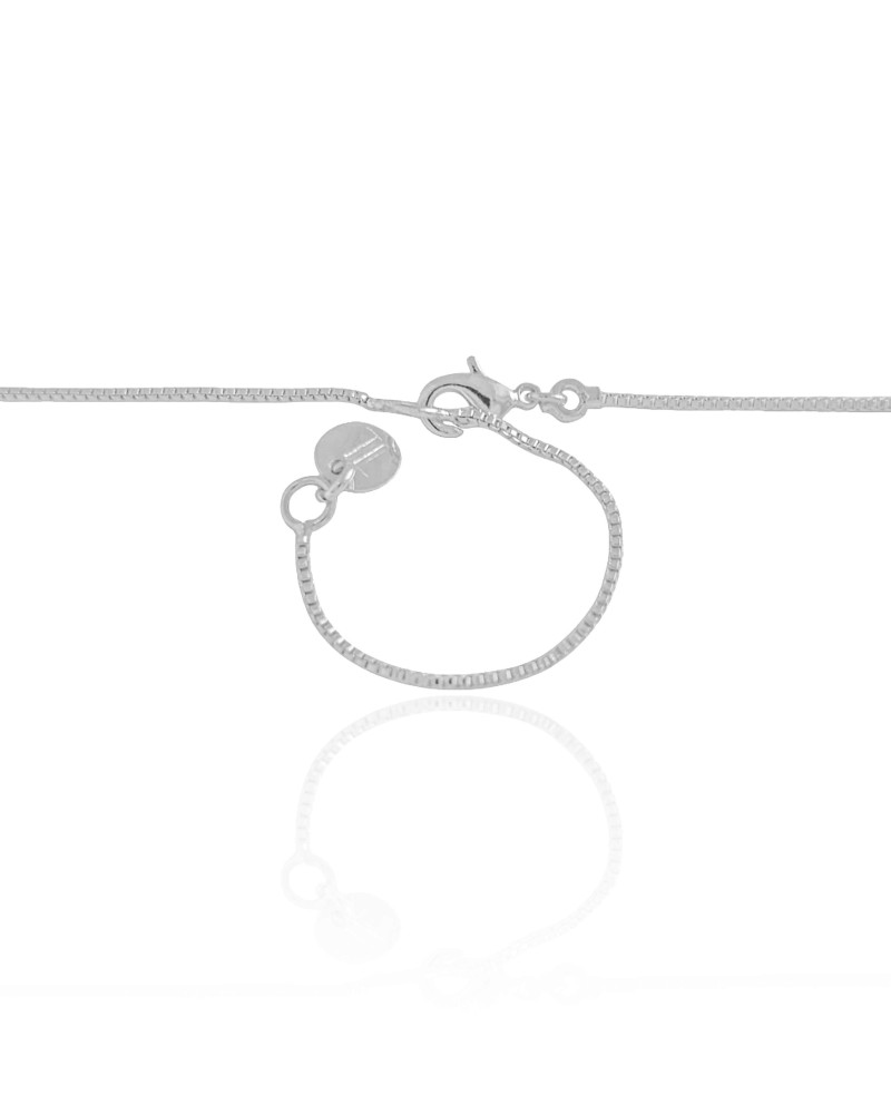 Gargantilha Veneziana Oval Liso e Cravejado Cristal Ródio Branco - 40 cm