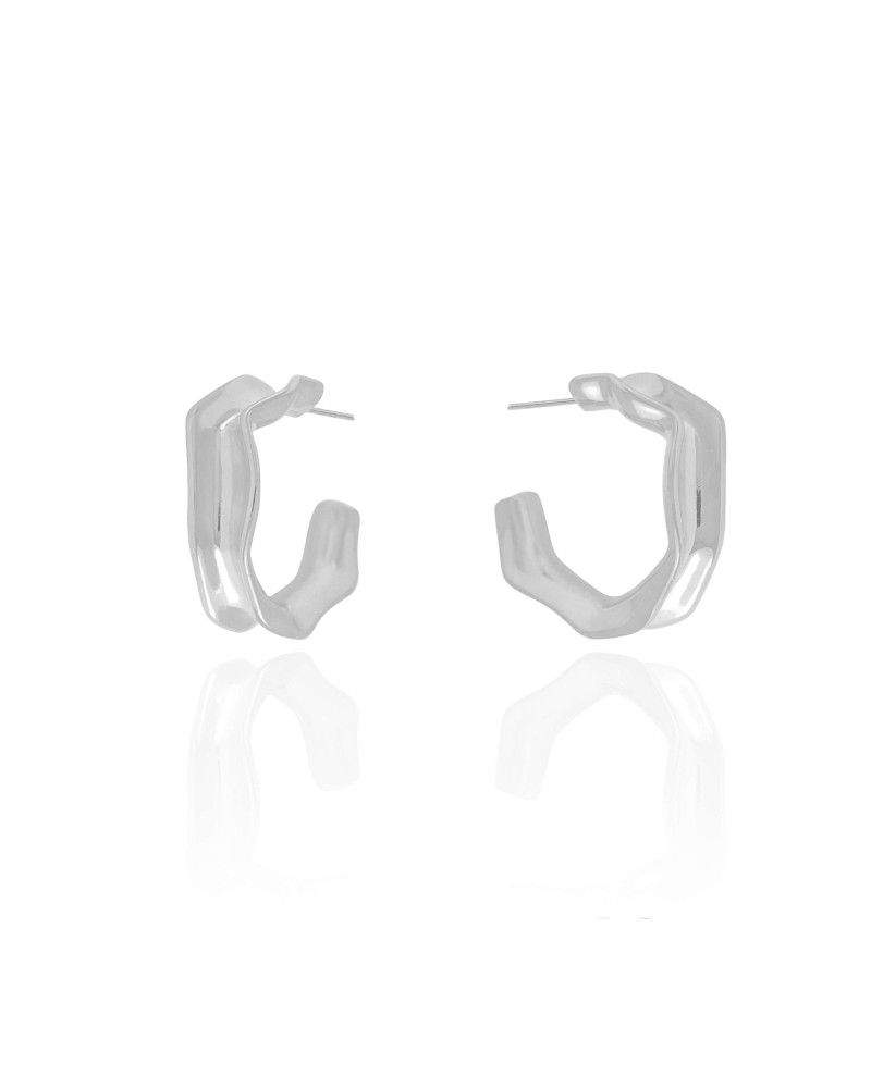 Brinco Argola Orgânica 2.3 cm Ródio Branco