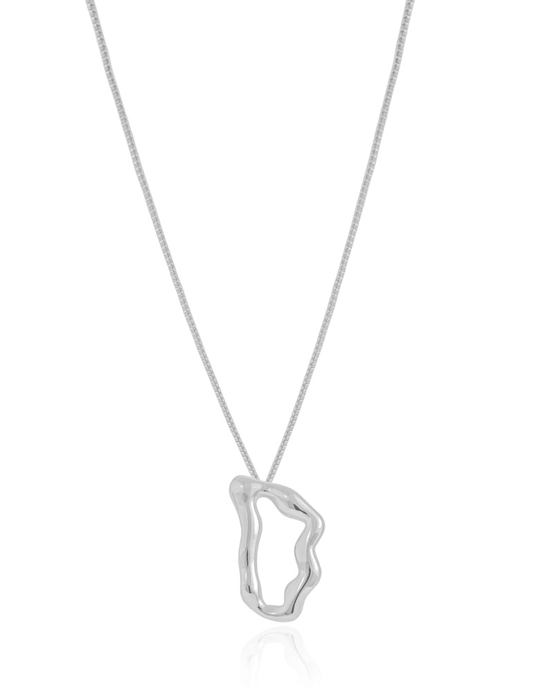 Gargantilha Veneziana Orgânico Vazado Ródio Branco - 45 cm