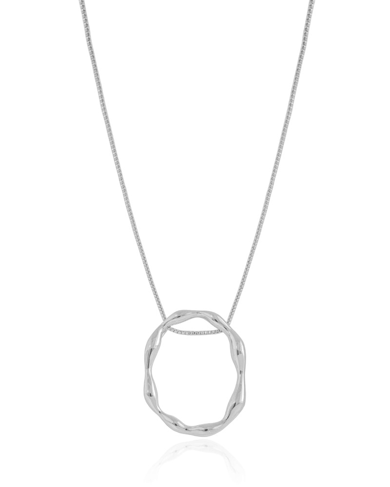 Gargantilha Veneziana Oval Orgânico Ródio Branco - 45 cm