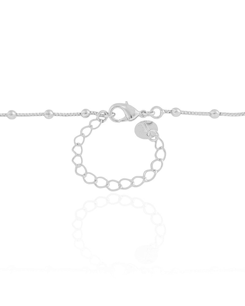 Gargantilha Veneziana Bolinhas Geométricos Cristal Ródio Branco - 45 cm