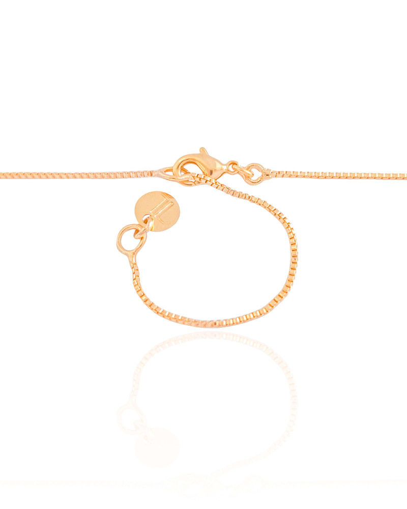 Gargantilha Veneziana Retangular Cristal Banhado a Ouro 18K - 40 cm