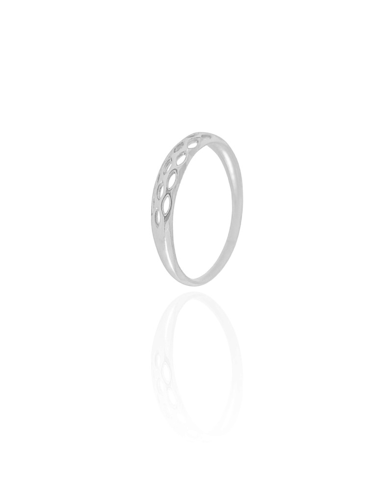Anel Detalhes Vazados Tamanho 18 Ródio Branco