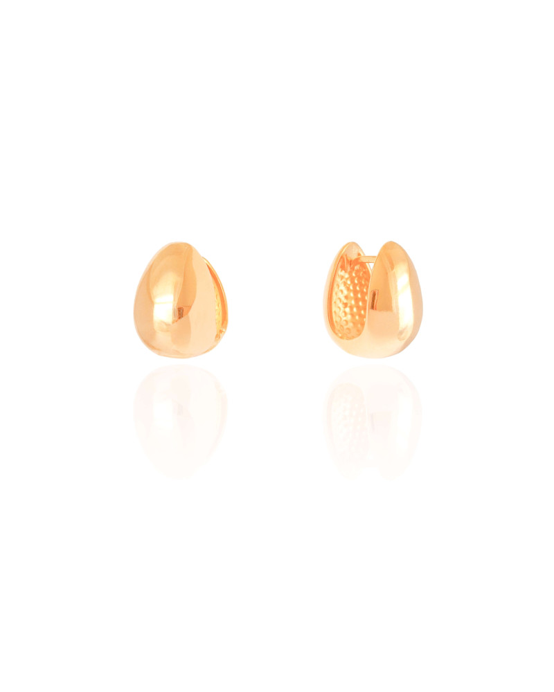 Brinco Argola Click Gota Lisa 1.8 cm Banhado a Ouro 18K