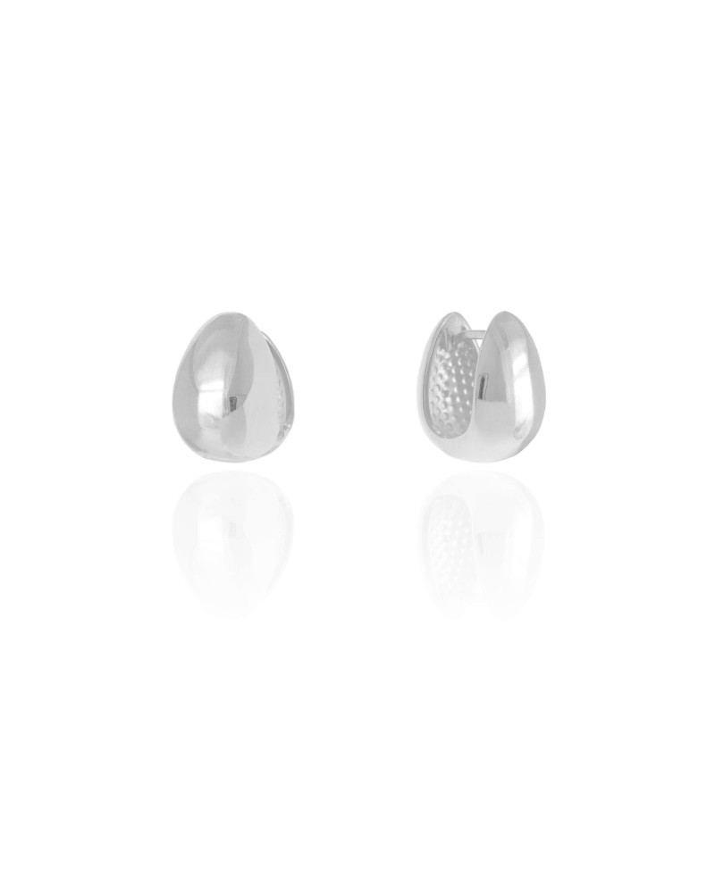 Brinco Argola Click Gota Lisa 1.8 cm Ródio Branco