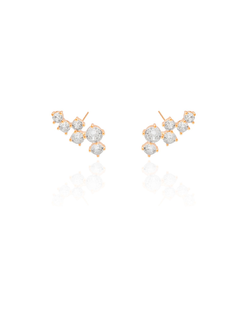 Ear Cuff Pontos de Luz Cristal 2.0 cm Banhado a Ouro 18K