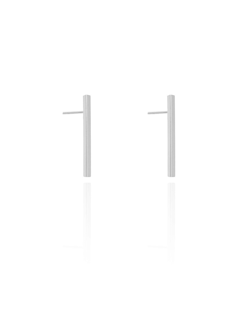 Brinco Palito Reto 2.5 cm Ródio Branco