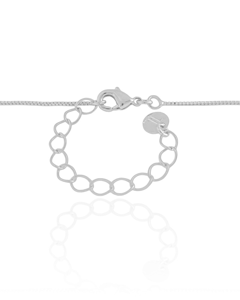 Gargantilha Eu Amo Ser Mãe Coração Cristal Ródio Branco - 45 cm