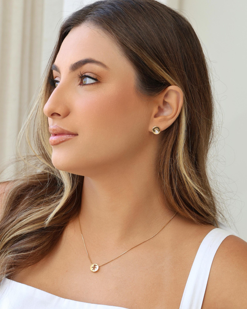 Brinco Redondo Gota Cristal 1.0 cm Banhado a Ouro 18K