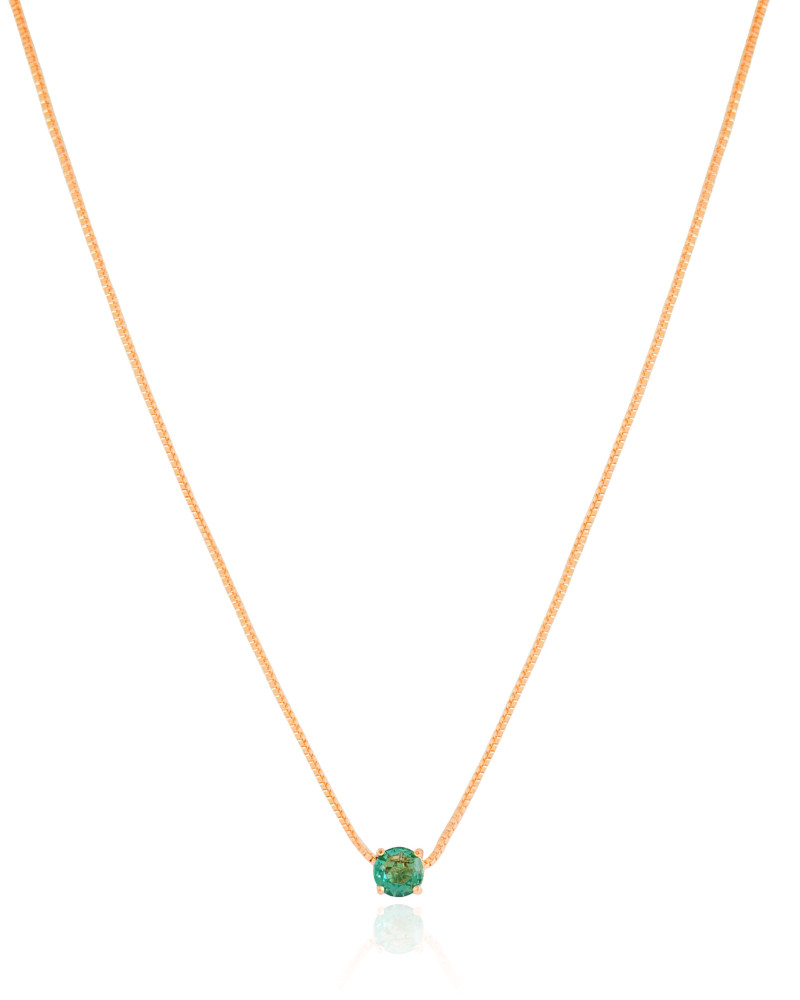Gargantilha Veneziana Ponto de Luz Turmalina 5 mm Banhado a Ouro 18K - 45 cm